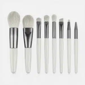 YT-SMB-011 vegan synthetic makeup brush set of 8 pieces in ink green color with matching white bristles