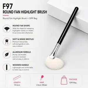 YT-NHB-009 round fan highlight brush with premium natural hair for sweeping application