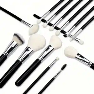 YT-NHB-002 natural hair makeup brush set of 15 pieces in opp plastic packing