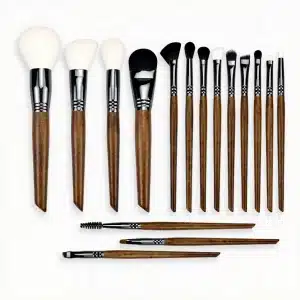 YT-NHB-008 natural hair makeup brush set of 16 pieces in opp plastic packing