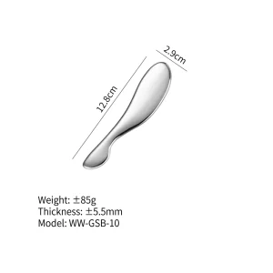 YT-SSG-010 B-shaped stainless steel gua sha size chart with weight thickness and model details