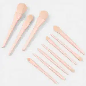 YT-SMB-002 candy colors vegan synthetic makeup brushes 10 pieces with pastel peach wooden handles
