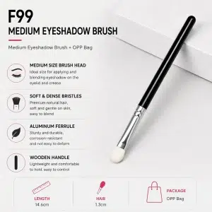 YT-NHB-009 medium eyeshadow brush with premium natural hair for blending on eyelid and crease