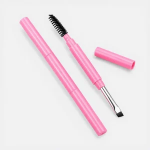 YT-SMB-018 professional dual-ended brow brush and spoolie with pastel pink handle