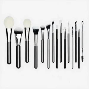 YT-NHB-006 natural hair makeup brush set of 15 pieces in opp plastic packing