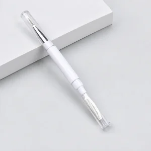 YT-SMB-016 dual-ended brush with soft fine eyeliner brush and plastic lash comb