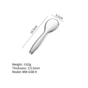 YT-SSG-009 round-head stainless steel gua sha size chart with weight thickness and model details