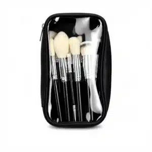 YT-NHB-002 natural hair makeup brush set of 15 pieces with zippered black storage case