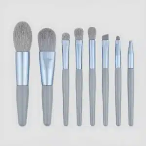 YT-SMB-011 vegan synthetic makeup brush set of 10 pieces in light blue with matching grey bristles