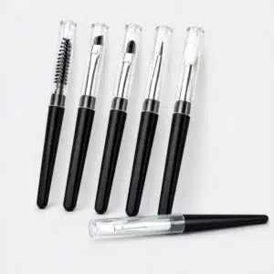 YT-SMB-020 professional 6-piece black mini portable travel makeup brush set on gray background
