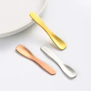 YT-CSS-017 straight-edge cosmetic scoop in silver gold and rose gold