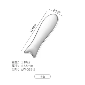 YT-SSG-005 fishtail-shaped stainless steel gua sha tool in natural gold and rose gold colors