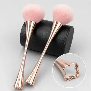 YT-SMB-027 professional slim-waist loose powder brush with rose gold handle and clover shape detail