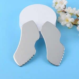 Mirror-polished stainless steel lip gua sha - dual surface for face and scalp - YITHONIA