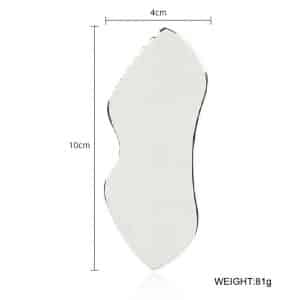 Lip-shape gua sha dimensions - 100mm x 40mm x 3mm - 81g - YITHONIA spec sheet