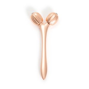 Wholesale 3D facial roller in rose gold for V-shape contouring massage, available for B2B private label and bulk orders.