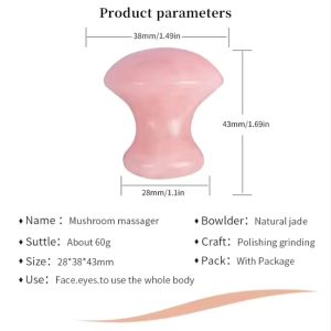 Wholesale rose quartz mushroom gua sha massage stone tool for B2B facial beauty brands and retailers.