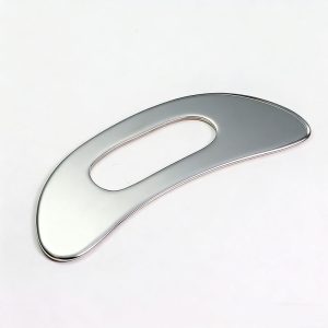Wholesale stainless steel muscle scraper with ergonomic grip for B2B private label fitness and massage brands.