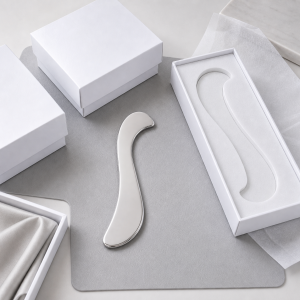 Wholesale s-shaped fascia tool made of stainless steel for body massage, available for B2B private label and bulk orders.