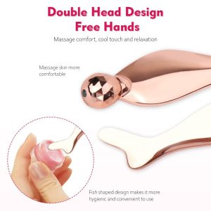 Wholesale stainless steel gua sha tools in silver, gold, and rose gold mermaid designs for B2B private label beauty brands.