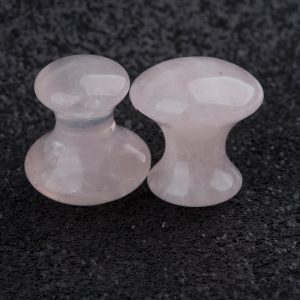 Wholesale rose quartz mushroom gua sha massage stone tool for B2B facial beauty brands and retailers.