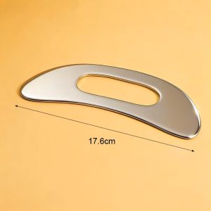Wholesale stainless steel muscle scraper with ergonomic grip for B2B private label fitness and massage brands.