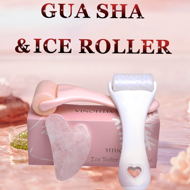 Wholesale gel ice roller packaging and product image for private label skincare brands