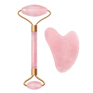 Premium Wholesale Rose Quartz Roller and Gua Sha Set - YITHONIA wholesale product