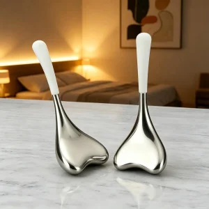 YT-IG-004 heart shaped stainless steel ice globes in spa setting