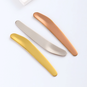 YT-CSS-007 304 stainless steel slanted-tip cosmetic scoop in silver gold and rose gold